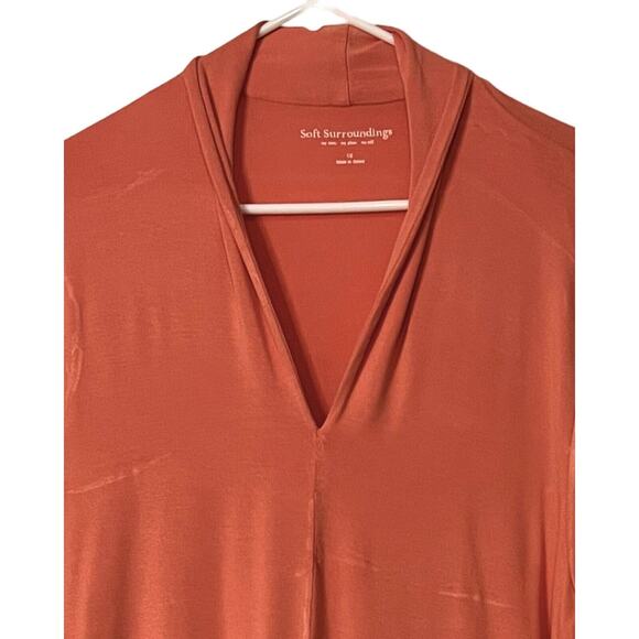 Soft Surroundings Womens Pullover Top Size 1X Salmon Long Sleeve Tunic V-Neck - Picture 3 of 7